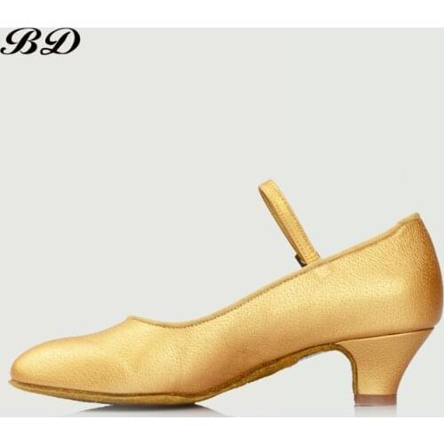 BD 501 DANCE SHOES Latin Shoes Ballroom GIRL Shoe Modern JAZZ Genuine Leather Low Heel 3.5 AND 4.5 CM Professional Competition