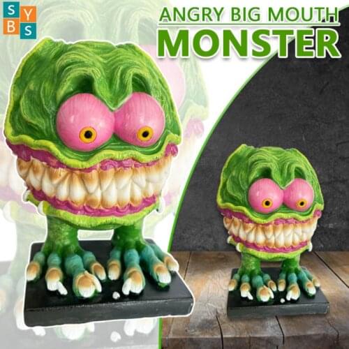 Angry Big Mouth Monster Statue Halloween Party Resin Craft Horror Sculptures Home Garden Decoration For Outdoor Indoor Ornaments