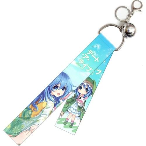 Cute Date A Live Anime Lanyards Keychain Himekawa Yoshino Tokisaki Kurumi Figures Fashion Print Webbing Rope Bag Charm Fans Gift