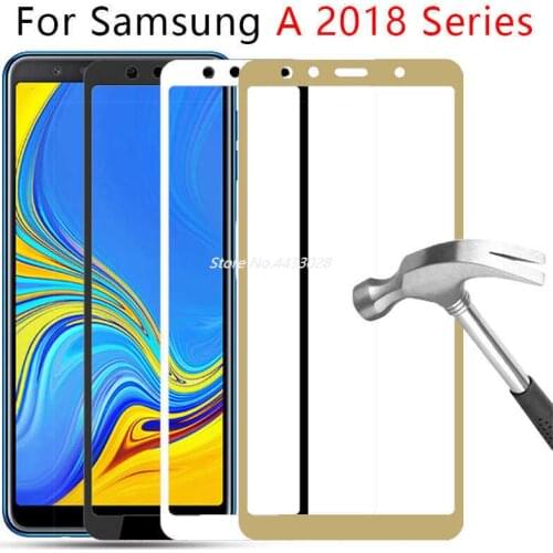 Case For Samsung Galaxy A5 A6 A7 A8 Plus A9 Full Cover Tempered Glass On The Samsun Gelaksi A 5 6 7 8 9 Screen Protector 9h