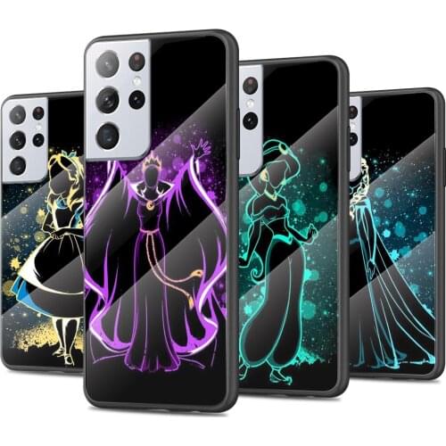 Elsa Ariel Princess Tempered Glass Cover For Samsung Galaxy S21 Plus Ultra M21 M31 M51 A52 A72 Phone Case Coque