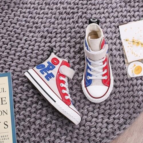 Childrens shoes 2021 Fashion New Childrens shoes high-top childrens canvas shoes boys and girls Colorful rainbow sneakers