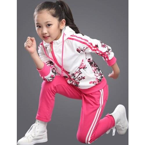 Kids Clothes Spring Autumn Teen Girls Clothing Set Floral Print Sport Suits Children Clothes Girls Fall Outfits 4 Colors 3-15Y