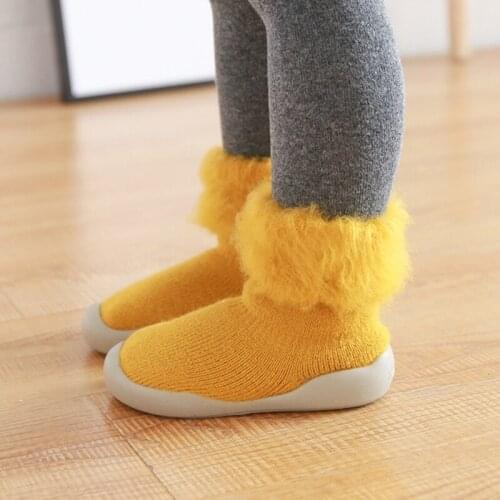 Baby Socks Shoes Girl Boy Floor Socks Anti Slip Kids Sock With Rubber Soles Toddler Winter Leg Warmers Infant Plush Slippers