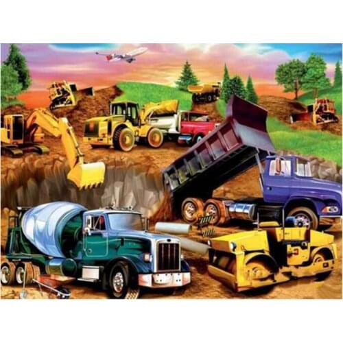 Trucks diamond mosaic full round tractor embroidery painting rhinestone wall sticker decor dimond drawing art needlework picture