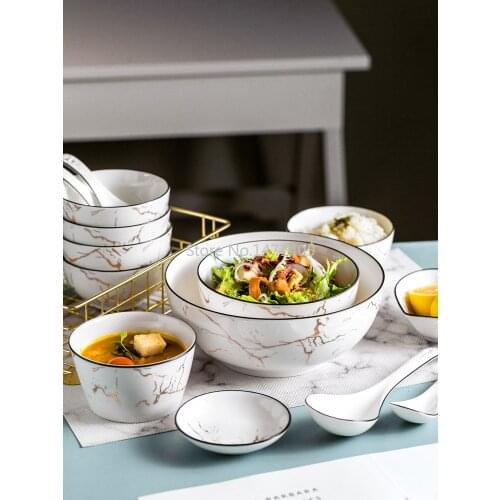 Creative Personality Home Nordic Style Porcelain Bowl Tableware Salad Small Bowl Large Soup Noodle Bowl Rice Bowl