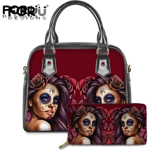 FORUDESIGNS Fashion Skull Girl Pattern Print Woman Top-Handle Bag Luxury Leather PU Tote Bag for Teen Girl Hot Sell 2021 Handbag