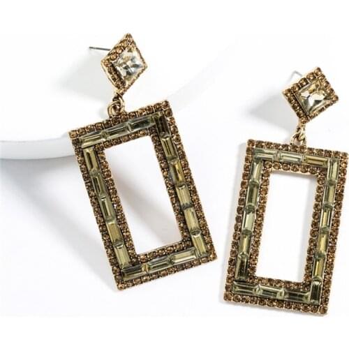 Square Shape Fashion Drop Earrings Shinny Ladies Accessories Jewelry Statement Earrings Party Wedding Big Earrings For Women