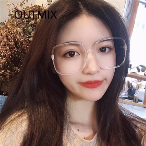 Fashion Versatile Big Frame Eyewear Women 2021 New Luxury Brand Vintage Square Eyeglasses Anti-blue light Plain Glasses