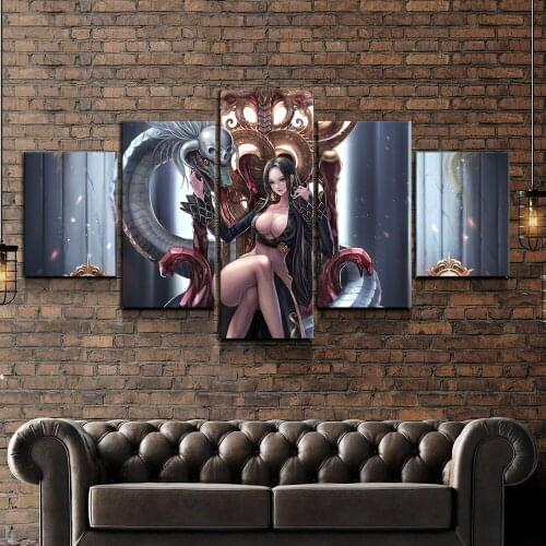 Home Decor Modular Canvas Picture 5 Piece ONE PIECE BOA Sexy HANCOCK Anime Painting Art Room Poster Home Wall Canvas Painting