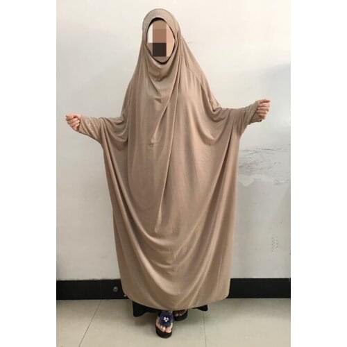 H098 Free size muslim dress with sleeve pray khimar kaftan with stones burqa abaya robe hijab middle east clothing