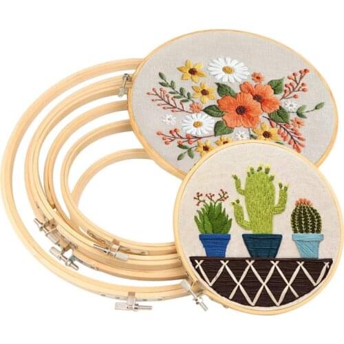 6pcs 10-36cm mini wood embroidery cross stitch Bamboo hoop kit ring embroidery hoop frame large sewing tools accessories decor