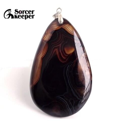 Natural Stripe Agates Pendant Water Drop Shaped Beads for Women Men DIY Chains Necklace Handmade Charm Jewelry BA965
