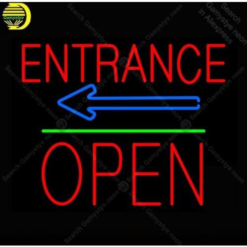 Neon Sign for Entrance Block Open Neon Tube sign glass handcraft Decor wall game Room Naon Sign light lamp Letrero Trade mark