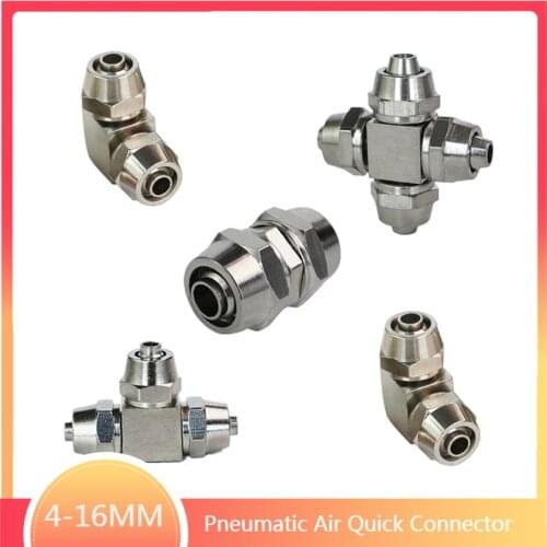 Copper Plated Nickel Pneumatic Air Quick Connector For Hose Tube OD 4/6/10/12/14/16MM Fast Joint Connection