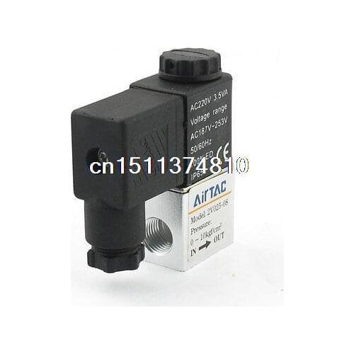 Normal Close 1/4"PT 2 Position 2 Way Pneumatic Air Solenoid Valve AC 220V 3.5VA