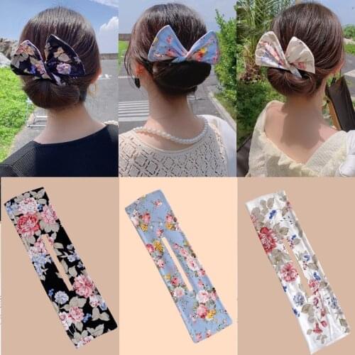 2021 New Deft Bun Maker Print Flower Hair Styling Headband Braid Hair Twist French Women Girls Stylish DIY Hair Accessories