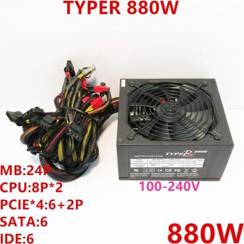 New Original PSU For Hiper Dual MutePower Supply Rated 700W Peak 880W Power Supply TYPER 880W