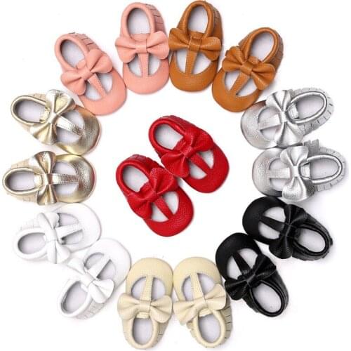 Toddler Girls Bow shoes soft sole Newborn girl boy indoor walking moccasins Infant cute prewalker shoes
