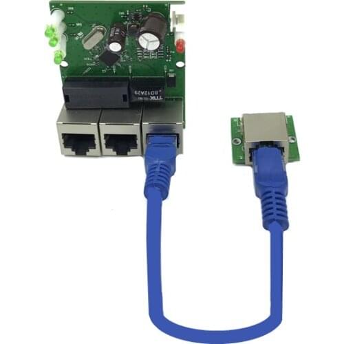 OEM factory direct mini fast 10 / 100mbps 3-port Ethernet network lan hub switch board With RJ45 light switch module