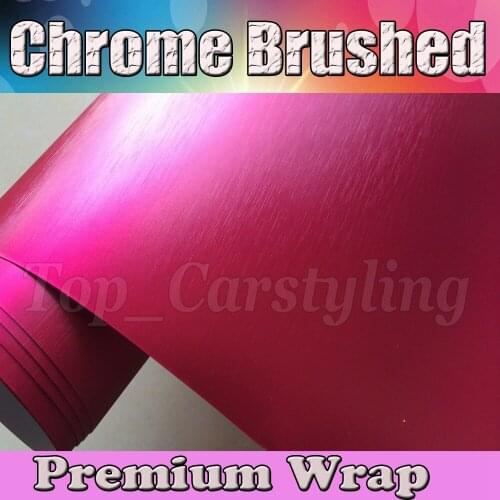 Wholsale Chrome Pink Brushed Steel Air Release brushed Chrome Metallic size 1.52x20m/Roll Wrapl Vinyl Film For Car Wraps