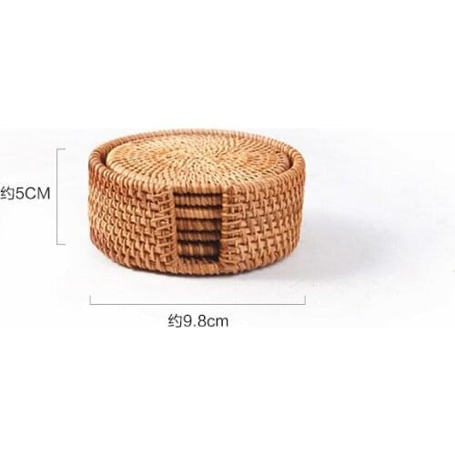 Rattan woven thermal insulation coaster round anti-hot table mat table end table mat Akito western table ma