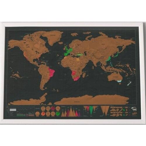 42*30cm Deluxe Erase Black World Map Scratch off World Map Personalized Travel Scratch for Map Room Home Decoration Wall Sticker