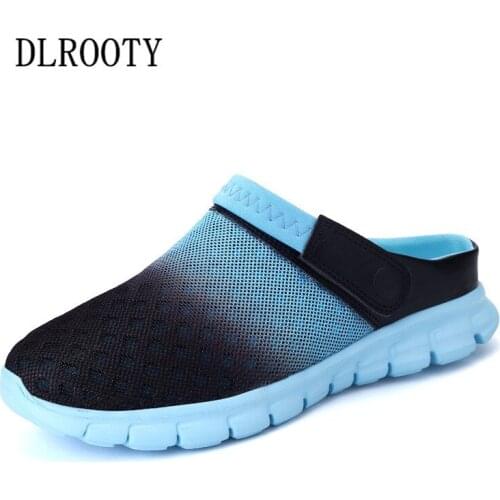 Men Women Slippers Flip Flops Shoes Summer Mesh Breathable Sandals Flat Fashion Beach Non-slip Casual Lightweight Big Size 36-46