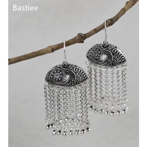 Bastiee Ethnic Earings Fashion Jewelry 925 Sterling Silver Earrings Gifts For Women Drop Earrings Vintage Jade Silver