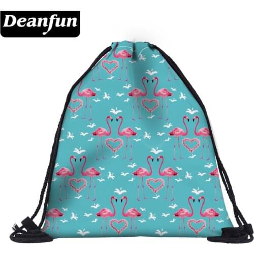 Deanfun 3D Printed Drawstring Bags Flamingo Pattern Cute Girls School Bag 30574