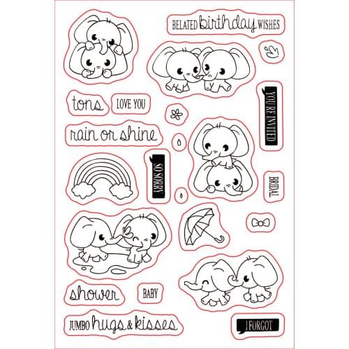 Cute baby elephant Transparent Clear Silicone Stamp/Seal for DIY scrapbooking/photo album Decorative clear stamp ST0952