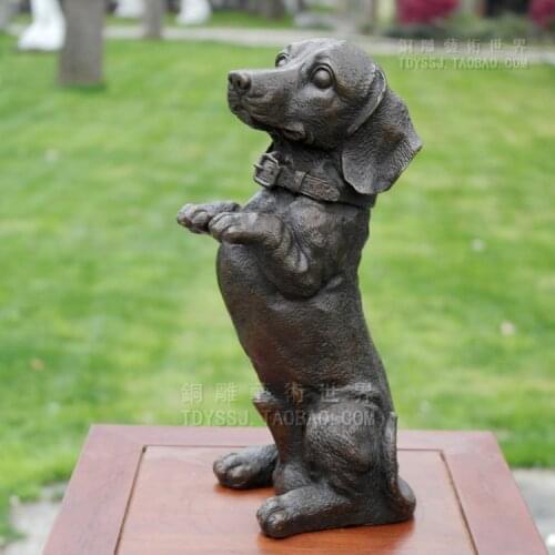 Old antique Bronze Arts & Crafts Lovely pet dog sculpture decoration animal copper sculpture home accessories gift