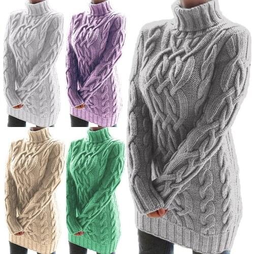 Woman Sweaters 2021 New Fashion Turtleneck Pullover Fall Two Lapel Retro Cord Twist Long Sweater MMY120352