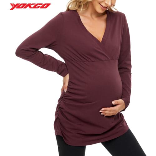 YOKGO Long Sleeve Maternity T-Shirts