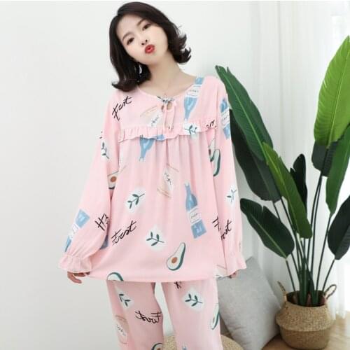 Bathrobe set ladies cotton loose princess style pajamas home clothes soft two-piece suits hot sale new arrival pijama feminino