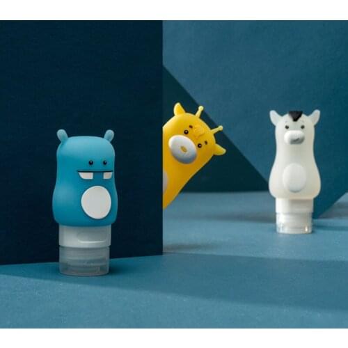 1pc Portable Cartoon Animal Cute Emulsion Dispensing Refillable Silicone Cosmetic Shampoo Container Beauty Travel Bottles T0538