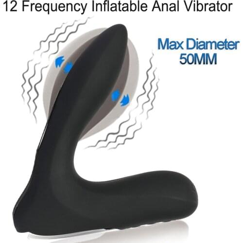 12 Frequency Inflatable Anal Vibrator G Spot Prostate Stimulator Orgasm Massager Butt Plug Anal Beads Sex Vibrator Masturbator