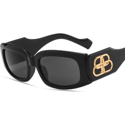 2022 Fashion Transparent glasses Women sunglasses square gold frame Black lens Glasses vintage color mirror glasses oculos UV400