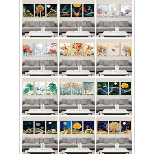 3 Pcs/Set DIY Oil Painting by Numbers Triptych Pictures Coloring Landscape Abstract Paint Wall Sticker Home Decor