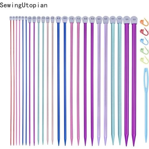 35cm Single Pointed Knitting Needles Pins Straight DIY Weaving Tool Long Sweater Scarf Needle 5pcs Needle Clips Plastic Needles