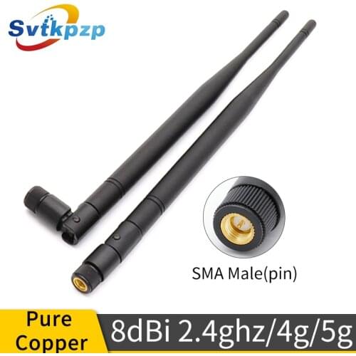 8dBi SMA Male Connector 2.4ghz Antenna WiFi Exterior Long Range 2.4G 4G 5G Antennas Universal Vhf Whip Aerial Antenna for Router
