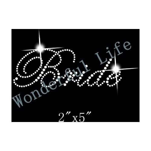 Free Shipping Hot Fix Rhinestones Motifs Iron On Heat Transfer Crystal Stone bride words