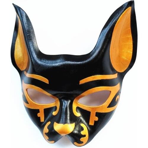 Egyptian Cosplay Mask God Bast Real Leather Cowhide Cat Masks Masquerade Party Bar Dance Costume Props Halloween Gift