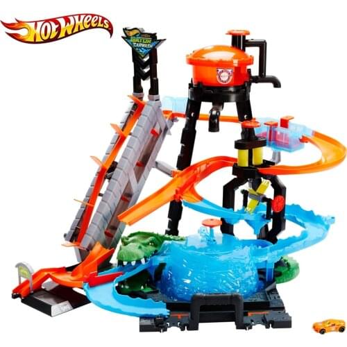 Hot Wheels Color Changing Car Ultimate Car Wash Track Set Ultimate Crocodile Car Wash Kit Kids Toys Christmas Gifts FTB67