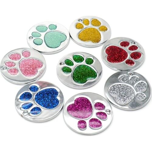 Wholesale 20Pcs Paw Shape Personalized Dog Tag Laser Engraving Dog Name Tag Stainless Steel Pet Id Tag Dog Customized Products