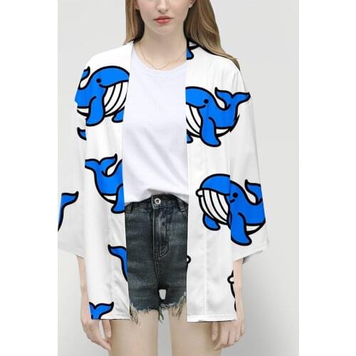Popular 3D Full Dolphins Kimono T Shirts Men Women Summer Animal Cardigan Casual Cool Hip Hop Boys Girls Sun protection shirt