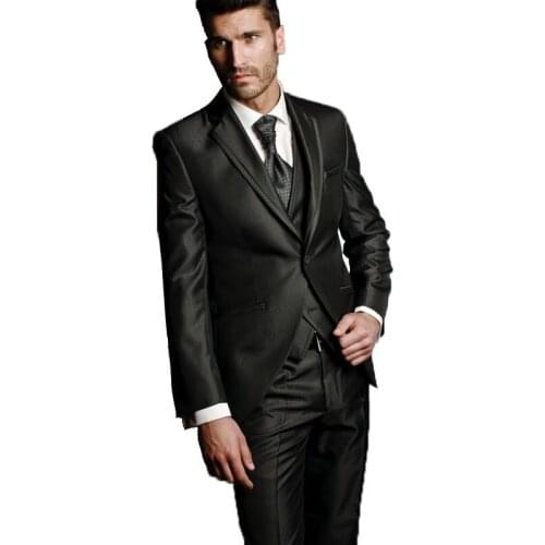 Handsome Groomsmen Notch Lapel Groom Tuxedos Mens Wedding Dress Man Jacket Blazer Prom Dinner (Jacket+Pants+Tie+Vest) A563