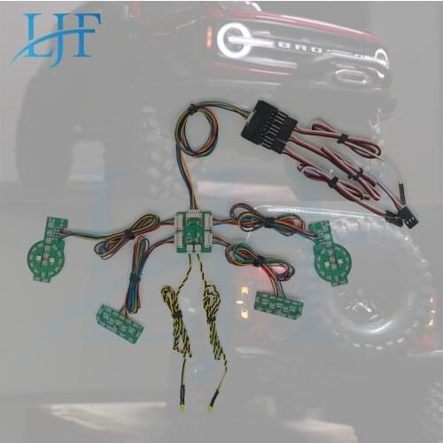 LJF 2021 new LED Light System Front & Rear Lamp Group for 1/10 RC Car Traxxas TRX4 Ford Bronco Front and Back Headlights L339