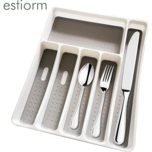 Drawer Cutlery tray,Kitchen Drawer Organizer Tray, Insert Separated Knife Fork Spoon Organzier,Plastic Cutlery Storage Box