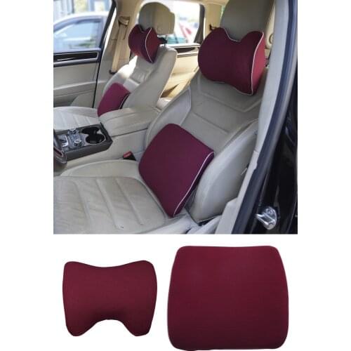 In-Vehicle Visco Neck Support And Lumbar Support Pillow Burgundy Visco Pillow pillow soft sleep best real relax comfortable
